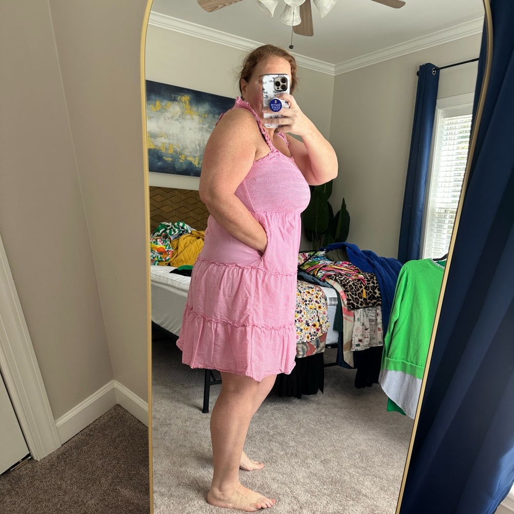 Pink Sleeveless Ruffle Dress - Picture 2 of 7